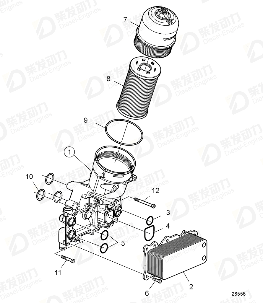 VOLVO Oil Cooler 21913342 Drawing